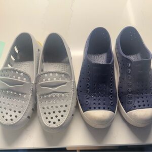 Lot of 2 Kids 13 Slip-On Water Shoes - Gray (floafers) and Navy (native)